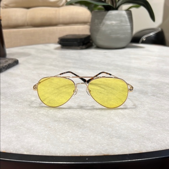 Yellow Aviator Sunglasses main image 4